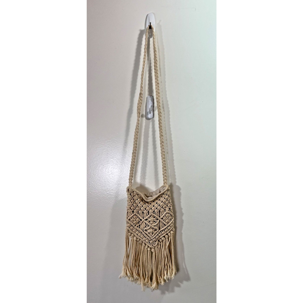 Unbranded Women’s Crochet Crossbody Bag Size OS Cream Boho Festival Beachy Artsy
